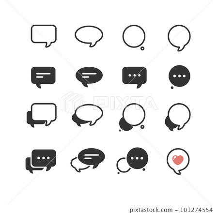 Speech Bubble Sign Thin Line Icon Set. Vector - Stock Illustration ...