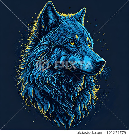T-shirt design with wolf portrait. AI generated illustration 101274779
