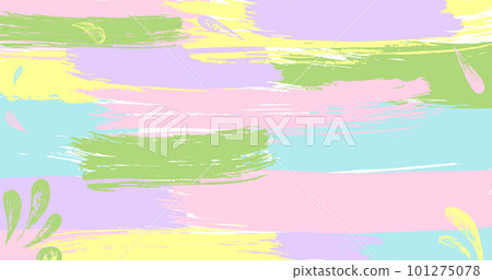 Brush stroke composition background element pink, yellow, lilac, lavender colours. Vector stock hand draw illustration for design template, border and frame. EPS10 Brush stroke composition background element pink, yellow, lilac, lavender colours. Vector stock hand draw illustration for design template, border and frame. EPS10 101275078