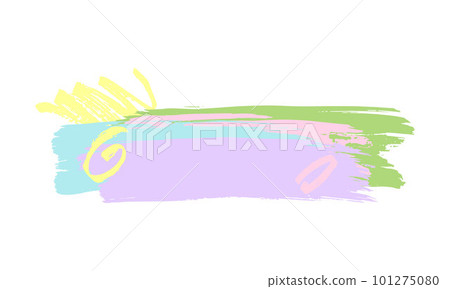 Brush stroke composition element pink, yellow, green colours. Vector stock hand draw illustration isolated on white background for design template, border and frame. EPS10 Brush stroke composition element pink, yellow, green colours. Vector stock hand draw illustration isolated on white background for design template, border and frame. EPS10 101275080