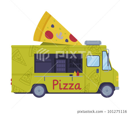 Green Food Truck as Equipped Motorized Vehicle for Cooking and Selling Street Food Vector Illustration Green Food Truck as Equipped Motorized Vehicle for Cooking and Selling Street Food Vector Illustration 101275116