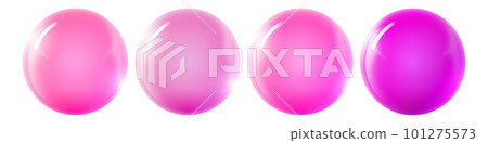 Set with glass colorful balls. Glossy realistic ball, 3D abstract vector illustration highlighted on a white background. Big metal bubble with shadow 101275573