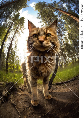 A self portrait of a forest cat in nature. AI generative image A self portrait of a forest cat in nature. AI generative image 101276958