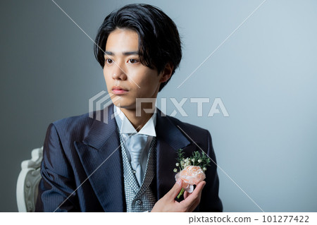 Male groom in a tuxedo 101277422