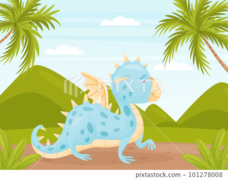 Cartoon Cute Baby Dragon with Wing and Tail Vector Illustration Cartoon Cute Baby Dragon with Wing and Tail Vector Illustration 101278008