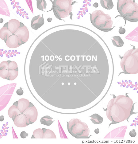 Cotton Plant Banner Design with Fluffy Organic Bud Vector Template Cotton Plant Banner Design with Fluffy Organic Bud Vector Template 101278080
