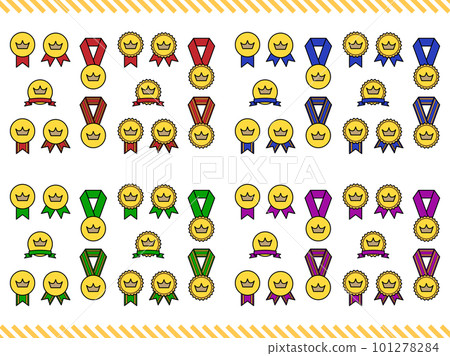 Various award medals in 4 colors_with main line 101278284