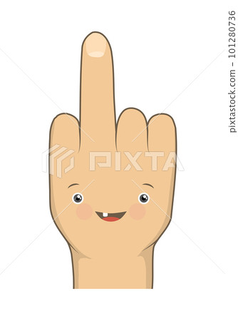 Vector cartoon funny middle finger. 101280736