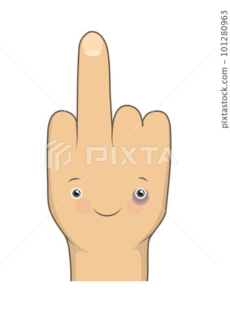 Vector cartoon funny middle finger. 101280963