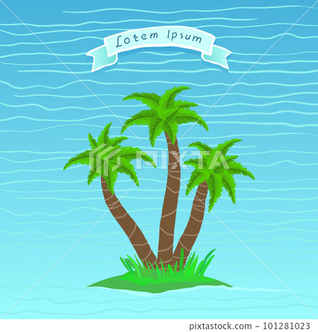 tropical palm on island with sea waves tropical palm on island with sea waves 101281023