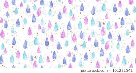 童話水滴插畫 無縫炫彩水滴圖案背景素材 101281541