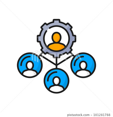 Leaders partnership management, exchange and cooperation color ERP icon. Vector enterprise resource planning and regulation, partners meeting 101281788