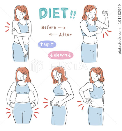 Illustration material of a woman who is worried about a chubby figure 101282949
