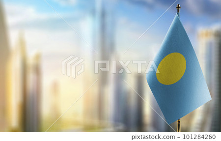 A small Palau flag on an abstract blurry background 101284260