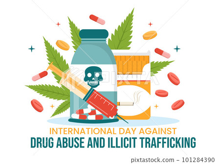 International Day Against Drug abuse and Illicit Trafficking illustration with Anti Narcotics to Avoid Drugs in Hand Drawn Templates Illustration 101284390