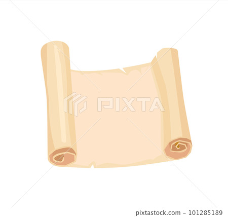 Cartoon old paper scroll. Open antique manuscript isolated 101285189