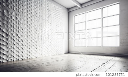 Luxury white clean interior room with window shadow lighting.Generative AI. 101285751