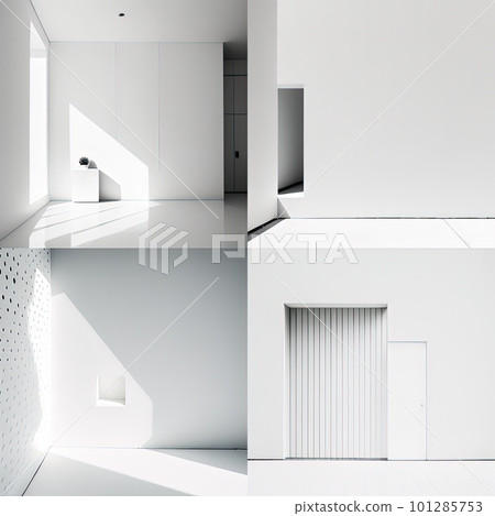 Luxury white clean interior room with window shadow lighting.Generative AI. 101285753