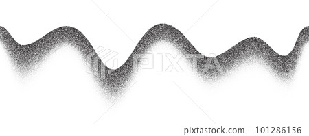 Stipple noise gradient background. Mountain landscape with sand grain. Dotted fade grunge effect. Vector abstract wavy illustration. 101286156