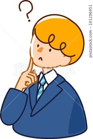矢量圖的一個可愛的商人男人 _ 有疑問的人 101286951