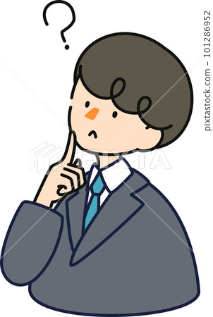 Vector illustration of a cute businessman man _ man with doubts 101286952