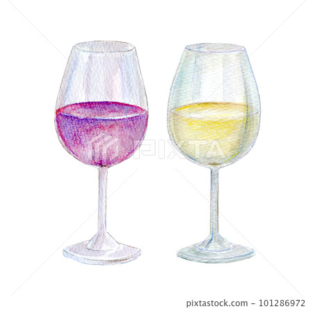 Red wine and white wine watercolor illustration Red wine and white wine watercolor illustration 101286972