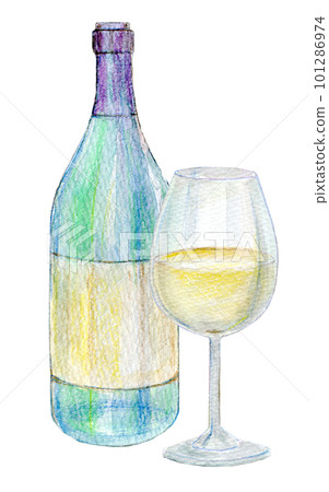 Red wine and white wine watercolor illustration Red wine and white wine watercolor illustration 101286974