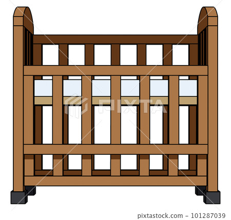 Illustration of an open crib viewed from the front 101287039