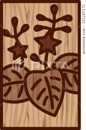 木雕風格迷你 Hanafuda 十二月泡桐十二月泡桐下腳料 101287171