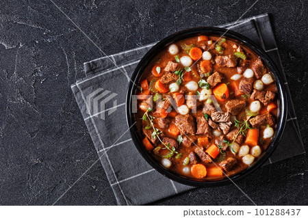 boneless beef short ribs stew in black bowl boneless beef short ribs stew in black bowl 101288437
