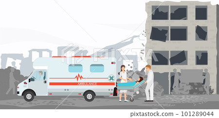 Emergency rescue people from destroyed houses. 101289044