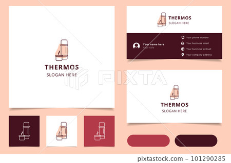 Thermos logo design with editable slogan. Branding book and business card template. 101290285