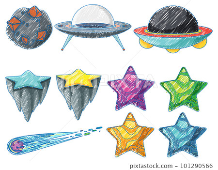 Space Objects in Pencil Colour Sketch Simple Style Space Objects in Pencil Colour Sketch Simple Style 101290566