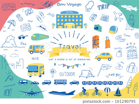 Illustration material collection that is easy to use for travel Illustration material collection that is easy to use for travel 101290795