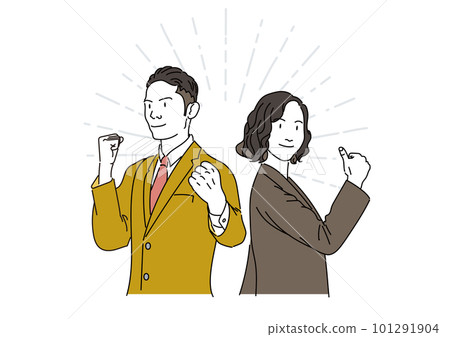Male and female business people doing guts pose 101291904
