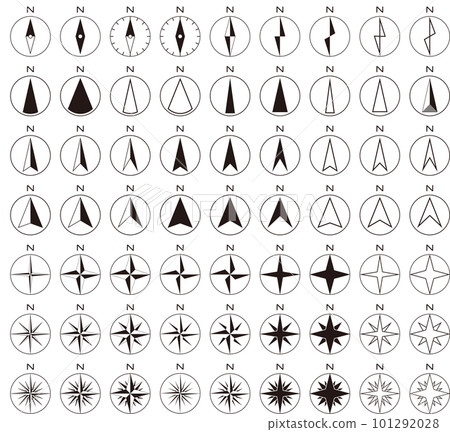 A set of direction icons and compasses (direction magnets) A set of direction icons and compasses (direction magnets) 101292028