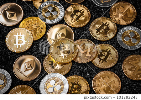 Stack of cryptocurrencies Stack of cryptocurrencies 101292245