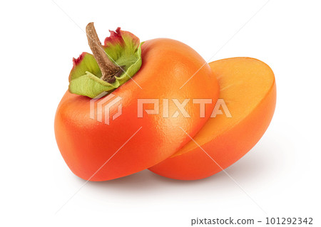 Persimmon fruit isolated on white background with full depth of field 101292342