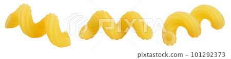 raw pasta cavatappi isolated on white background with full depth of field. raw pasta cavatappi isolated on white background with full depth of field. 101292373