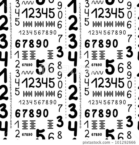 Black and white seamless pattern with numbers. Black and white seamless pattern with numbers. 101292666