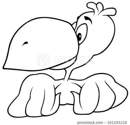 Drawing of a Sitting Parrot with a Big Beak 101293228