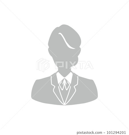 Silhouette illustration of a woman in charge of chignon in a suit gray 101294201