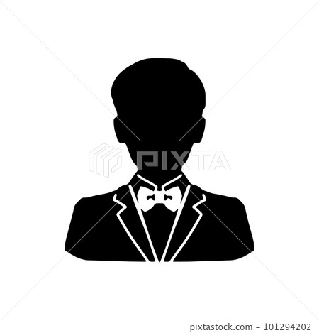 Silhouette illustration of a man wearing a bow tie suit black 101294202