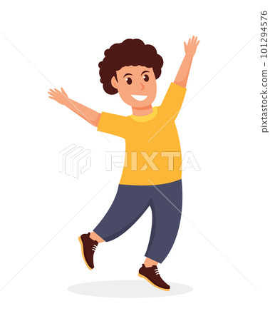 character boy happy dance movements isolated character boy happy dance movements isolated 101294576