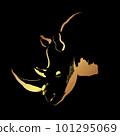 Rhinoceros Brush stroke paint on black background 101295069