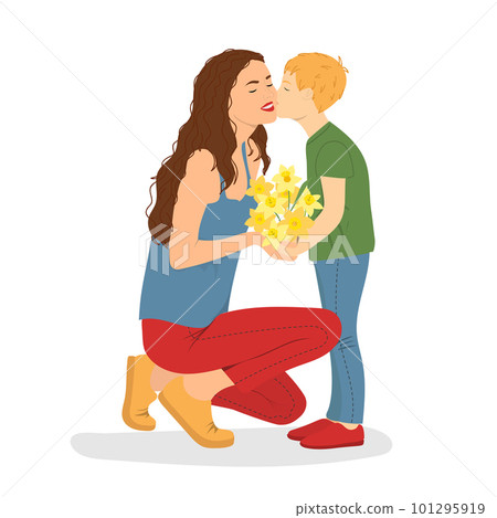 Son kissing mother. Son kissing mother. 101295919