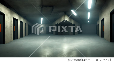 Eerie subterranean parking with no one in sight. AI generative Eerie subterranean parking with no one in sight. AI generative 101296571