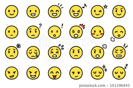 Face icon set with various expressions Wired, color Face icon set with various expressions Wired, color 101296845