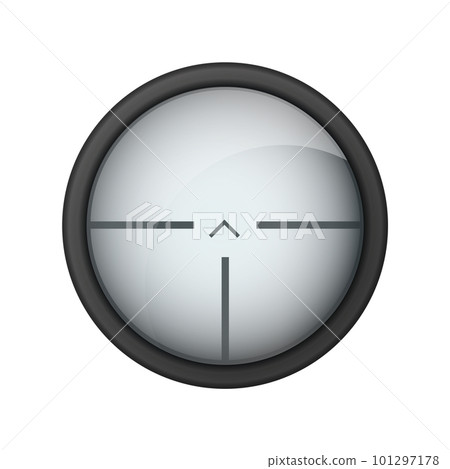 Realistic sniper sight. Sniper scope with measurement marks template. Sniper scope crosshairs view. Realistic vector optical sight. 101297178