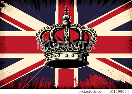 UK Royal Crown on Great Britain flag background 101299094